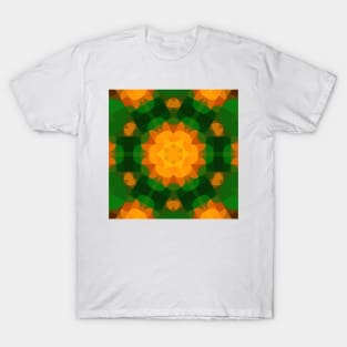 Retro Mandala Flower Green and Orange T-Shirt